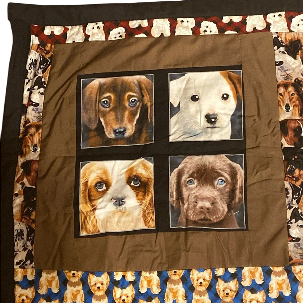 Cozy Dog-Themed Blanket - Brown and Multicolor